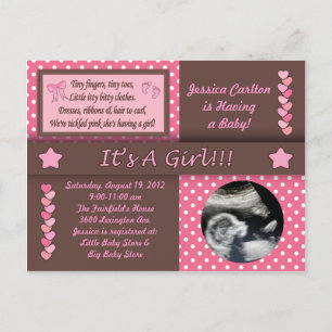 De Invitación Postal Baby Shower chica