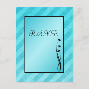 De Invitación Postal Black and Aqua Stripe R.S.V.P