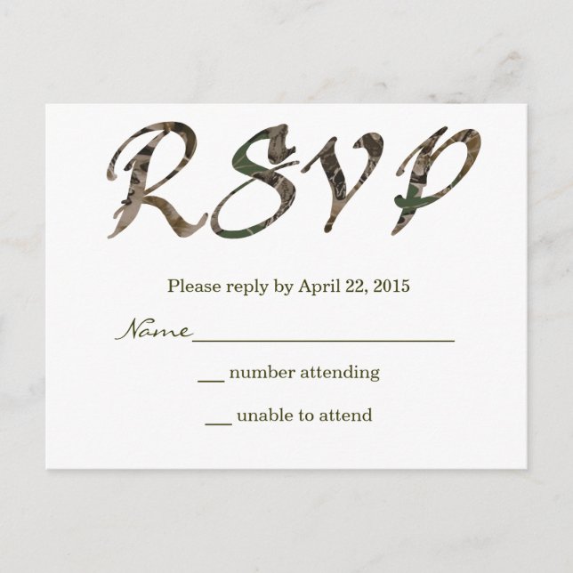 De Invitación Postal Camo Ampersand Reply (Anverso)