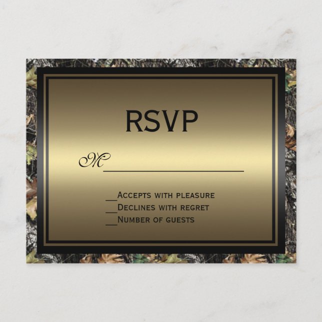 De Invitación Postal Camo RSVP (Anverso)