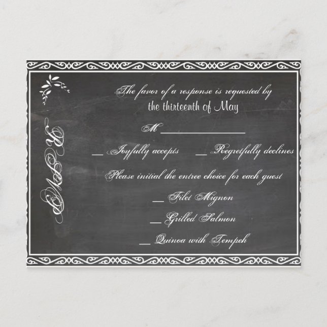 De Invitación Postal Chalkboard Posh RSVP (Anverso)