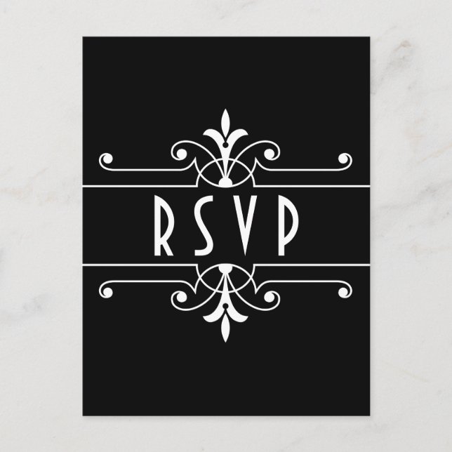 De Invitación Postal Ebony Fancy Ornamental RSVP (Anverso)