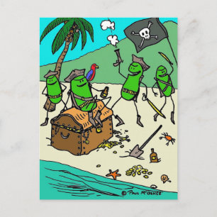 De Invitación Postal Green Weenii "Fiesta Pirata"