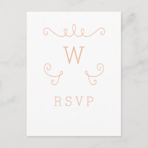 De Invitación Postal naranja Whimsical Flourish Monograma RSVP