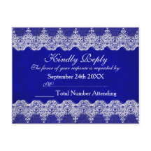 Postal real personalizada RSVP Blue Cobalt Lace