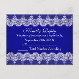 De Invitación Postal real personalizada RSVP Blue Cobalt Lace