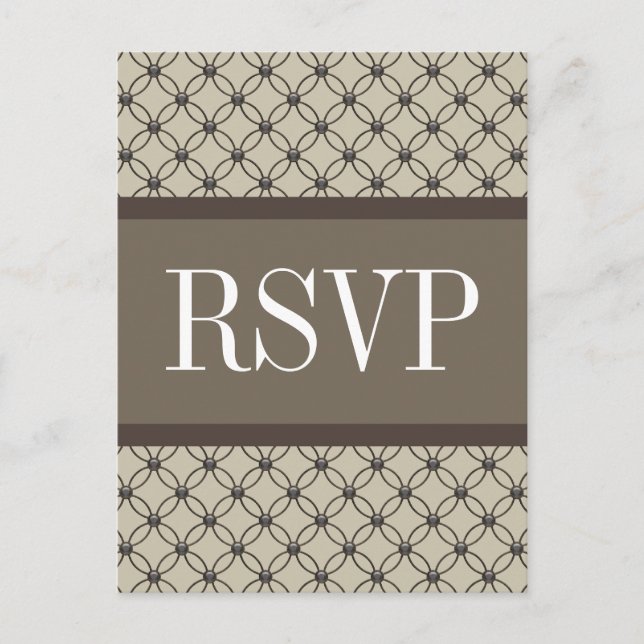 De Invitación Postal RSVP Beige Fancy Lattice (Anverso)