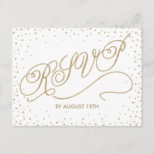 De Invitación Postal RSVP blanca Fancy Gold Stars Fancy