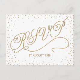 De Invitación Postal RSVP blanca Fancy Gold Stars Fancy