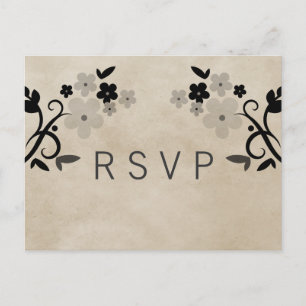 De Invitación Postal RSVP con floral gris dulce vintage