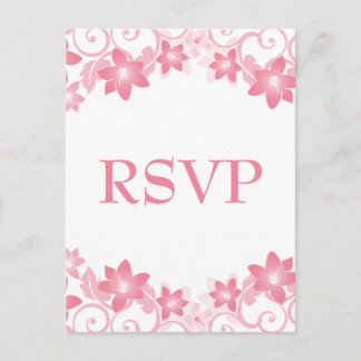 De Invitación Postal RSVP con floral simple rosa