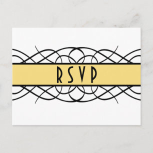De Invitación Postal RSVP con sabor a deco amarillo
