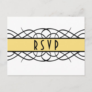 De Invitación Postal RSVP con sabor a deco amarillo