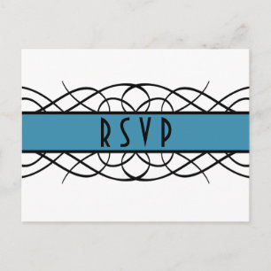 De Invitación Postal RSVP con sabor a deco azul