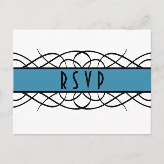De Invitación Postal RSVP con sabor a deco azul