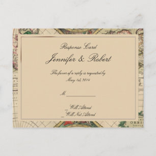 De Invitación Postal RSVP del Mapa del Antiguo Mundo