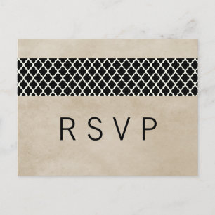 De Invitación Postal RSVP Ebony Rustic Quatrefoil RSVP