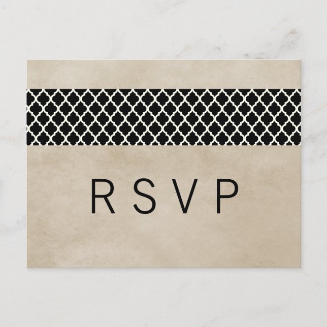 De Invitación Postal RSVP Ebony Rustic Quatrefoil RSVP (Anverso)