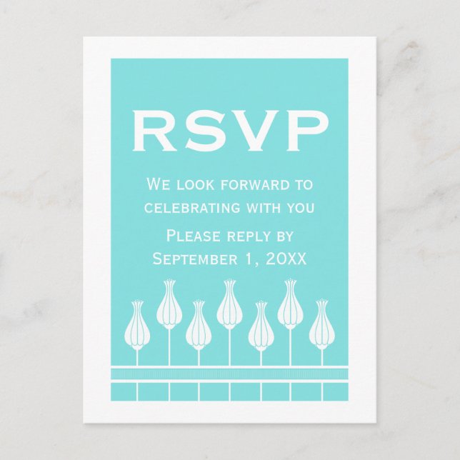 De Invitación Postal RSVP floral Art Deco (Anverso)