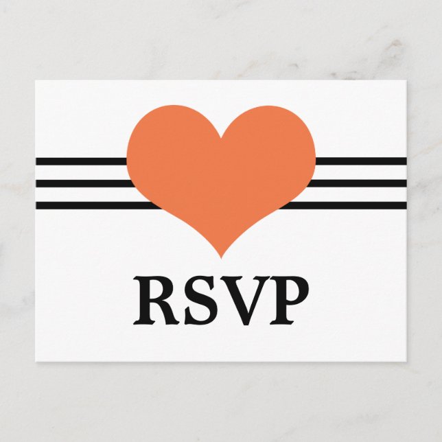 De Invitación Postal RSVP Mod Heart, Naranja (Anverso)