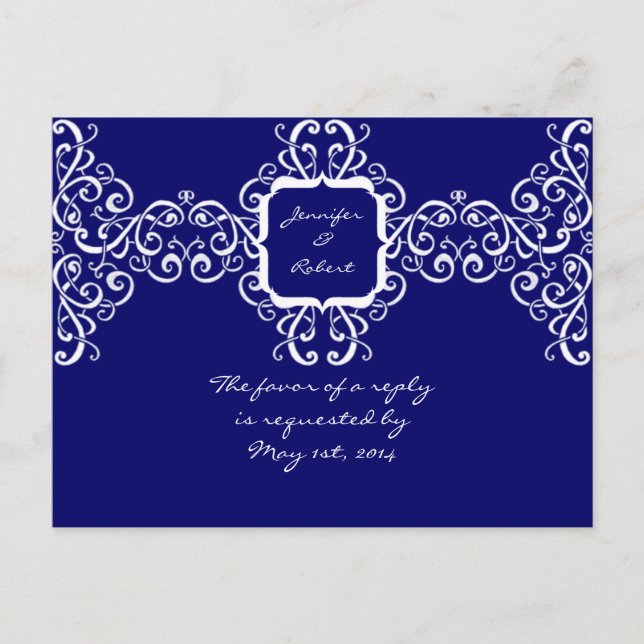 De Invitación Postal RSVP monograma blanco (Anverso)