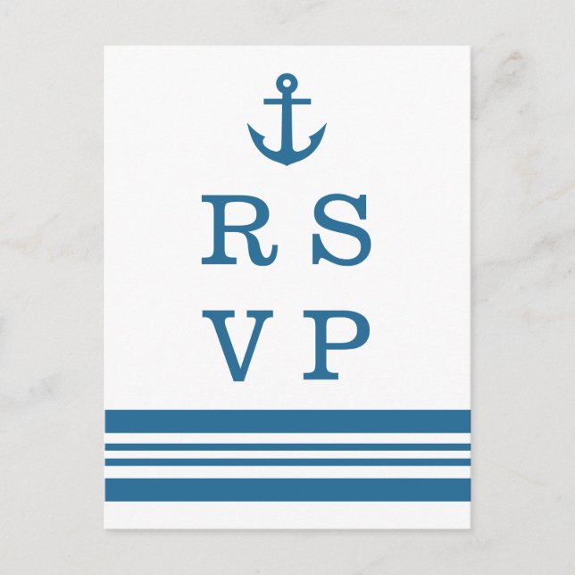 De Invitación Postal RSVP Nautical Anchor Wedding (Anverso)