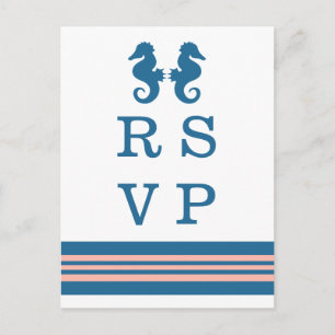 De Invitación Postal RSVP Nautical Blue Coral