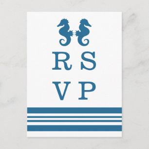 De Invitación Postal RSVP Nautical Seahorse Wedse Wedding