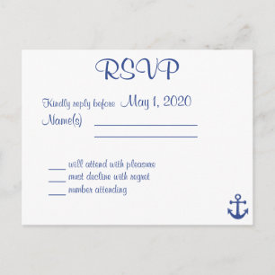 De Invitación Postal RSVP Nautical Wedding con nombres