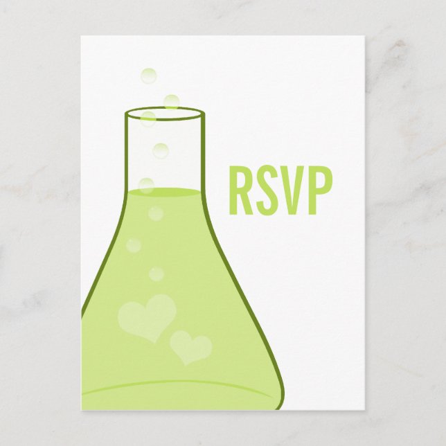 De Invitación Postal RSVP para Beaker Whimsical, Verde (Anverso)