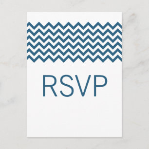 De Invitación Postal RSVP para Chevron simple azul