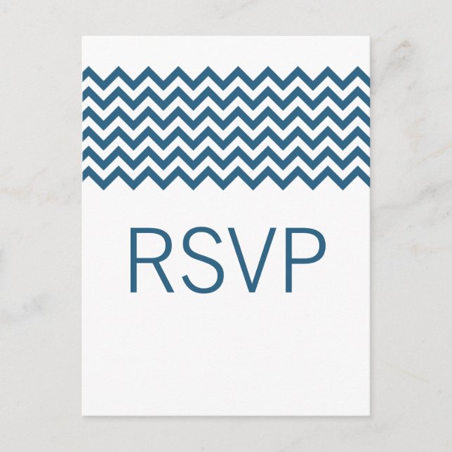 De Invitación Postal RSVP para Chevron simple azul (Anverso)