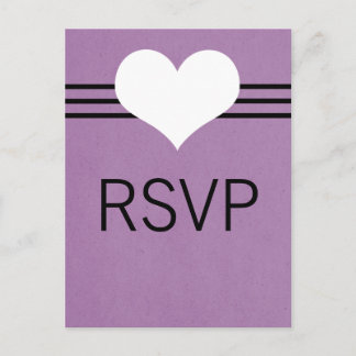 De Invitación Postal RSVP para el corazón moderno, morado