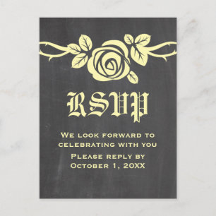De Invitación Postal RSVP para timbre rosa amarillo