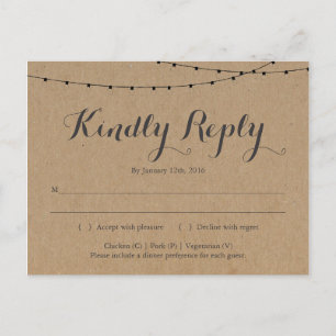 De Invitación Postal RSVP   Rustic Kraft