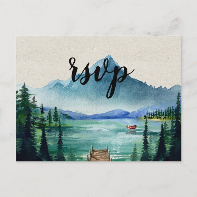 De Invitación Postal RSVP Rústica a orillas del lago con elecció (Anverso)