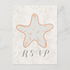 De Invitación Postal RSVP Rústica Starfish Wedding naranja