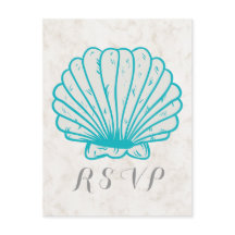 Postal RSVP Turquesa Rustic Seashell Wedding
