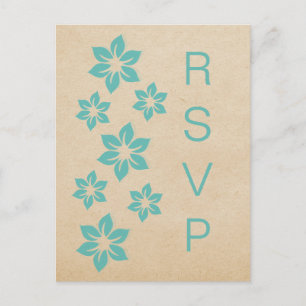 De Invitación Postal RSVP Turquesa Tropical Floral