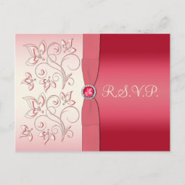De Invitación Postal Watermelon Pink and Ivory R.S.V.P.