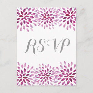 De Invitación Púrpura acuarela Chrysanthemum RSVP postal
