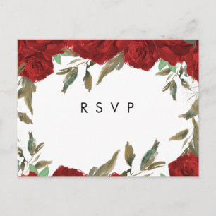 De Invitación roses rojos flores boho boda rsvp postal postal po