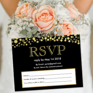 De Invitación RSVP invita a postal negro y oro