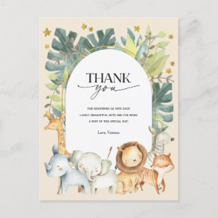 De Invitación Safari animales ducha bebé gracias postal