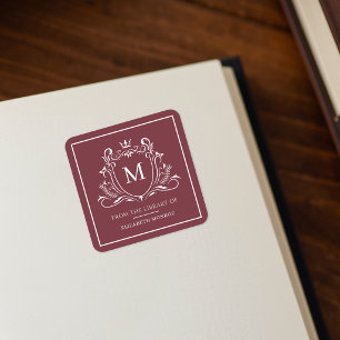 De La Biblioteca De Etiqueta De Libro Con Monogram