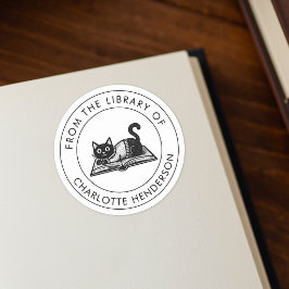 De La Biblioteca De Gato Etiqueta Personalizada De
