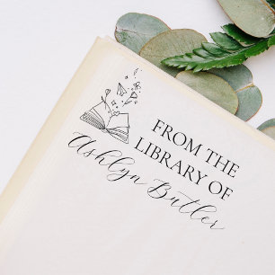 De la Biblioteca de la Sello de Madera Personaliza