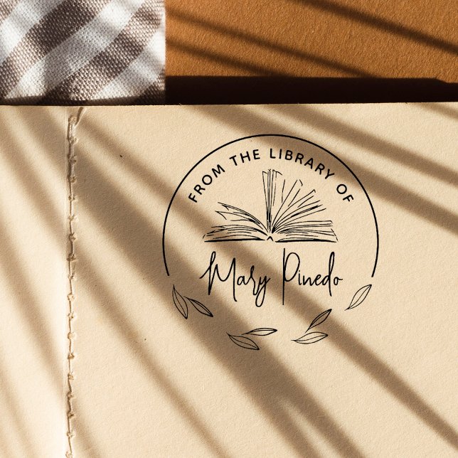 De La Biblioteca De Sello De Libro De Exlibris Bot (Rubber Stamp Mock-up)