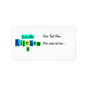 De la Cocina de Etiqueta de Receta Retro Azul Verd