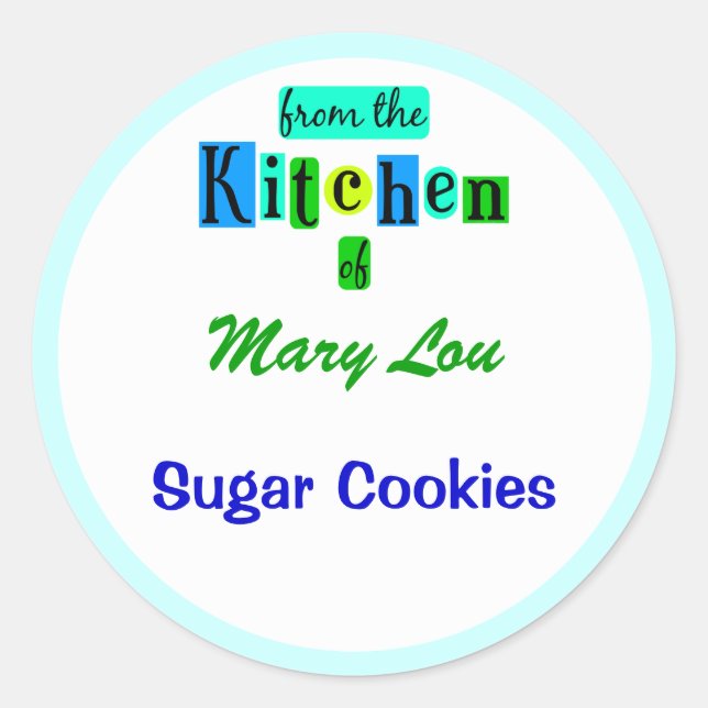 De la cocina de los retro Pegatinas verdes azules (Anverso)